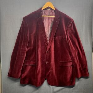 Camiloni Italia Mens Sport Coat Dinner Jacket 56 Regular Burgundy Velvet Cotton